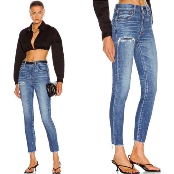 Moussy Vintage Hammond Skinny Jeans Distressed Raw Hem Denim Size 25 - Picture 3 of 14